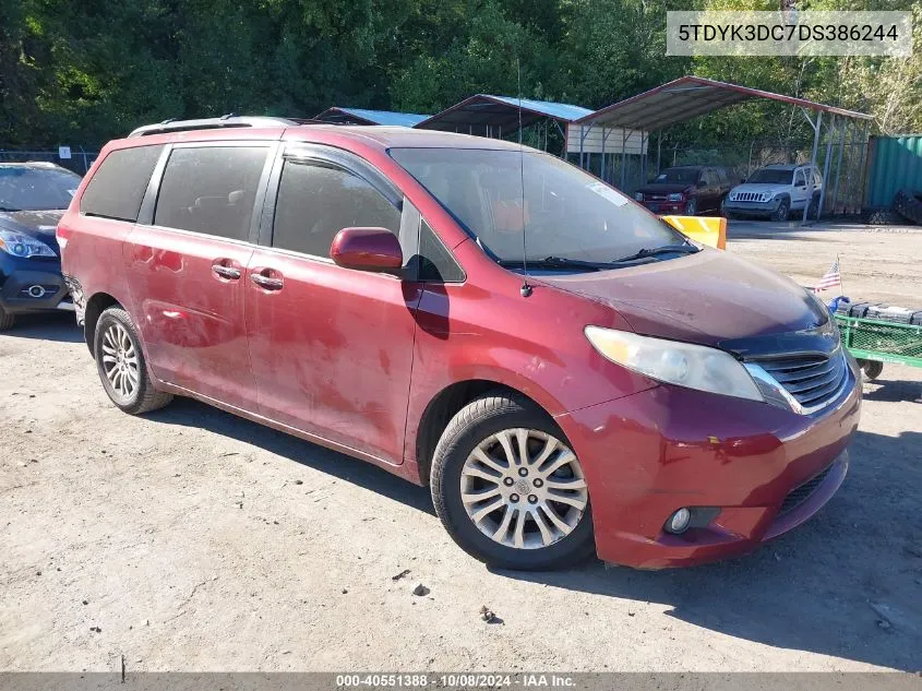 2013 Toyota Sienna Xle V6 8 Passenger VIN: 5TDYK3DC7DS386244 Lot: 40551388