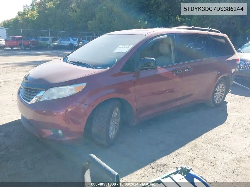 5TDYK3DC7DS386244 2013 Toyota Sienna Xle V6 8 Passenger