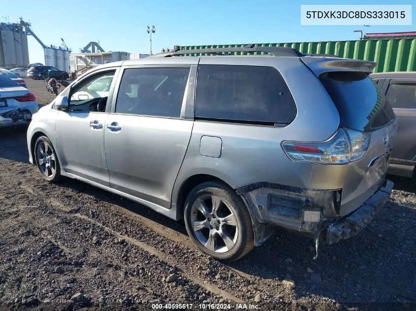 2013 Toyota Sienna Se 8 Passenger VIN: 5TDXK3DC8DS333015 Lot: 40595517