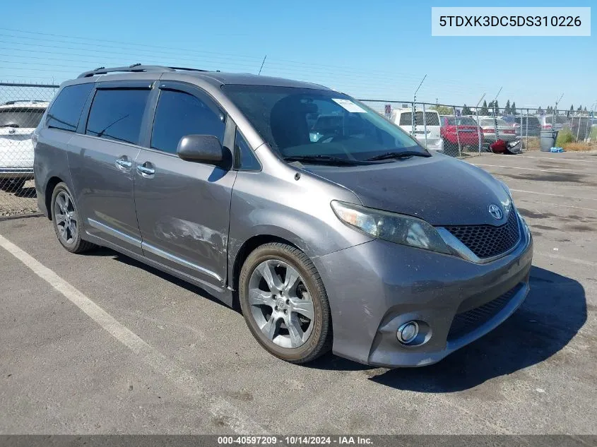 2013 Toyota Sienna Se 8 Passenger VIN: 5TDXK3DC5DS310226 Lot: 40597209