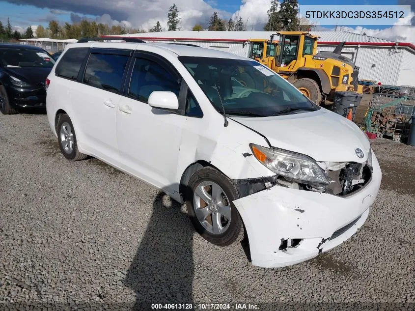 5TDKK3DC3DS354512 2013 Toyota Sienna Le V6 8 Passenger