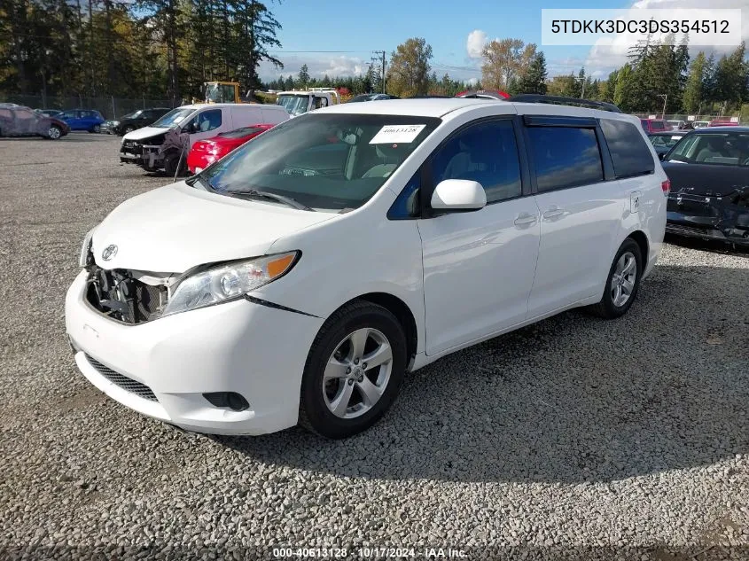 2013 Toyota Sienna Le V6 8 Passenger VIN: 5TDKK3DC3DS354512 Lot: 40613128