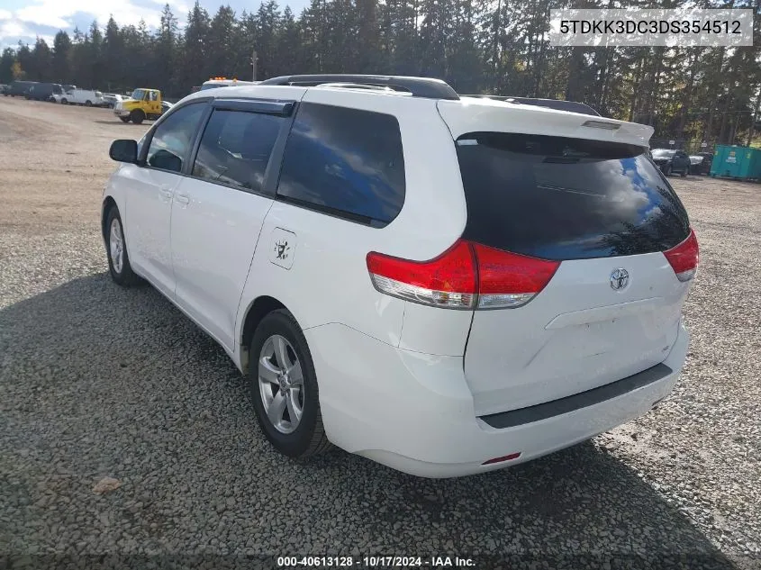 5TDKK3DC3DS354512 2013 Toyota Sienna Le V6 8 Passenger