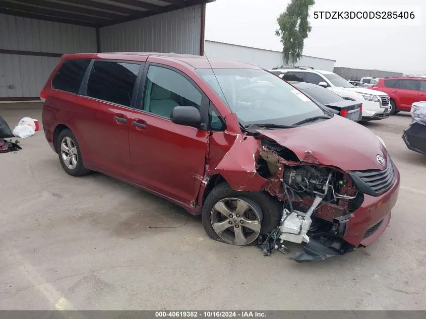 2013 Toyota Sienna L V6 7 Passenger VIN: 5TDZK3DC0DS285406 Lot: 40619382