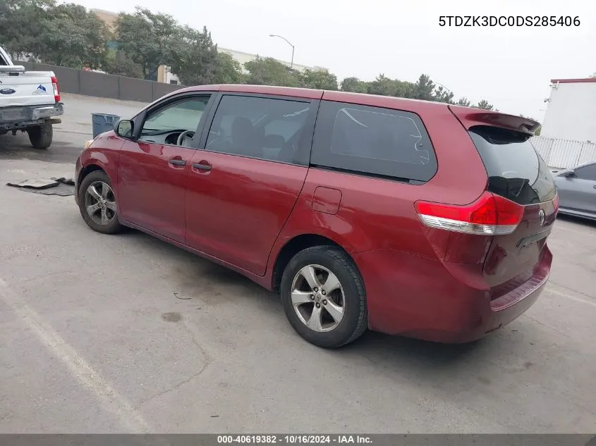 2013 Toyota Sienna L V6 7 Passenger VIN: 5TDZK3DC0DS285406 Lot: 40619382