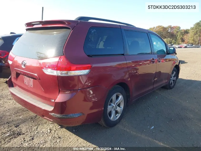 2013 Toyota Sienna Le V6 8 Passenger VIN: 5TDKK3DC2DS303213 Lot: 40627956