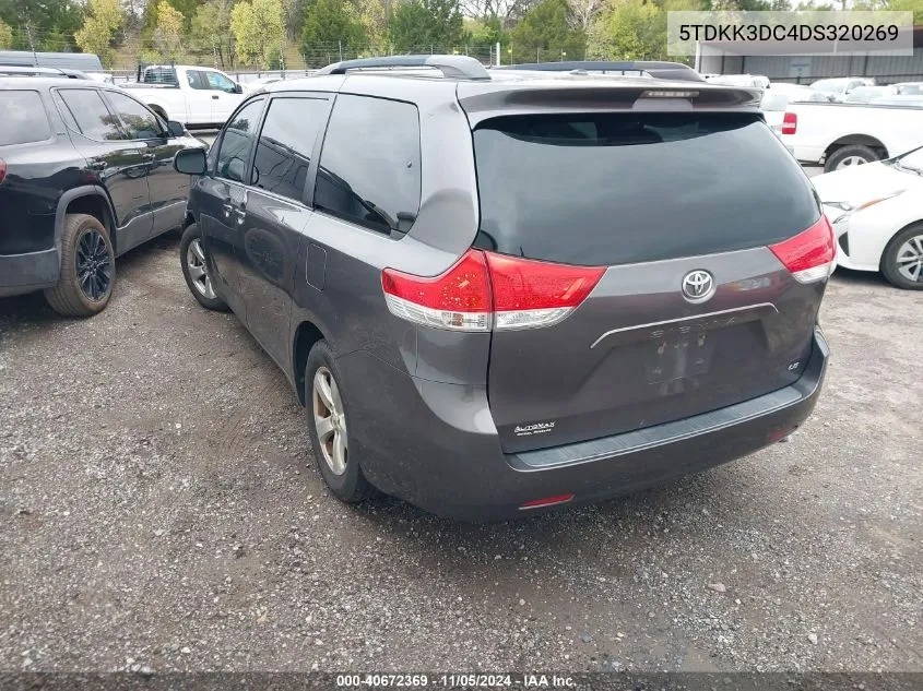 5TDKK3DC4DS320269 2013 Toyota Sienna Le V6 8 Passenger