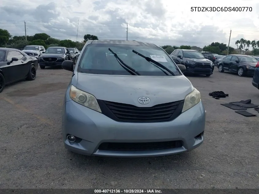 2013 Toyota Sienna L V6 7 Passenger VIN: 5TDZK3DC6DS400770 Lot: 40712136