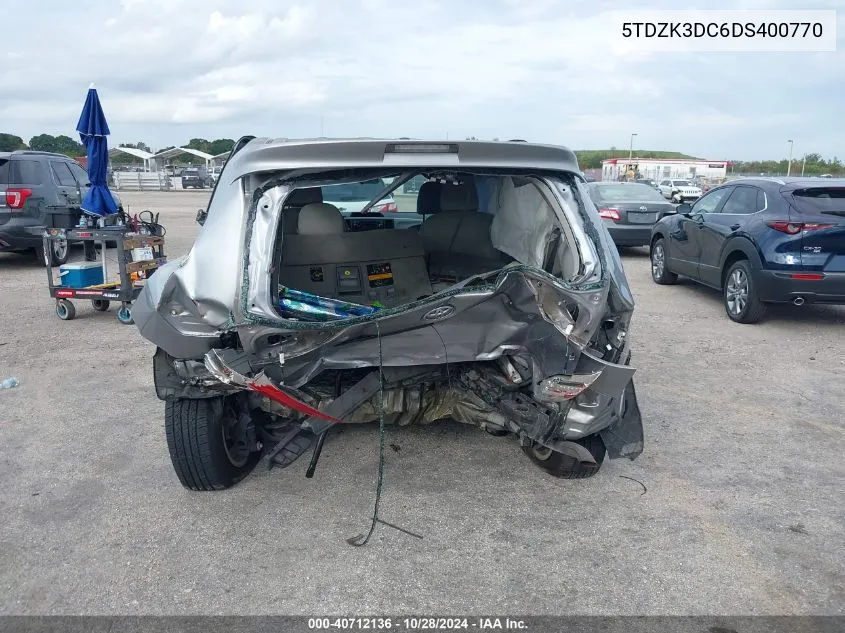 2013 Toyota Sienna L V6 7 Passenger VIN: 5TDZK3DC6DS400770 Lot: 40712136