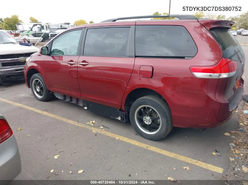 2013 Toyota Sienna Xle/Limited VIN: 5TDYK3DC7DS380752 Lot: 40720484