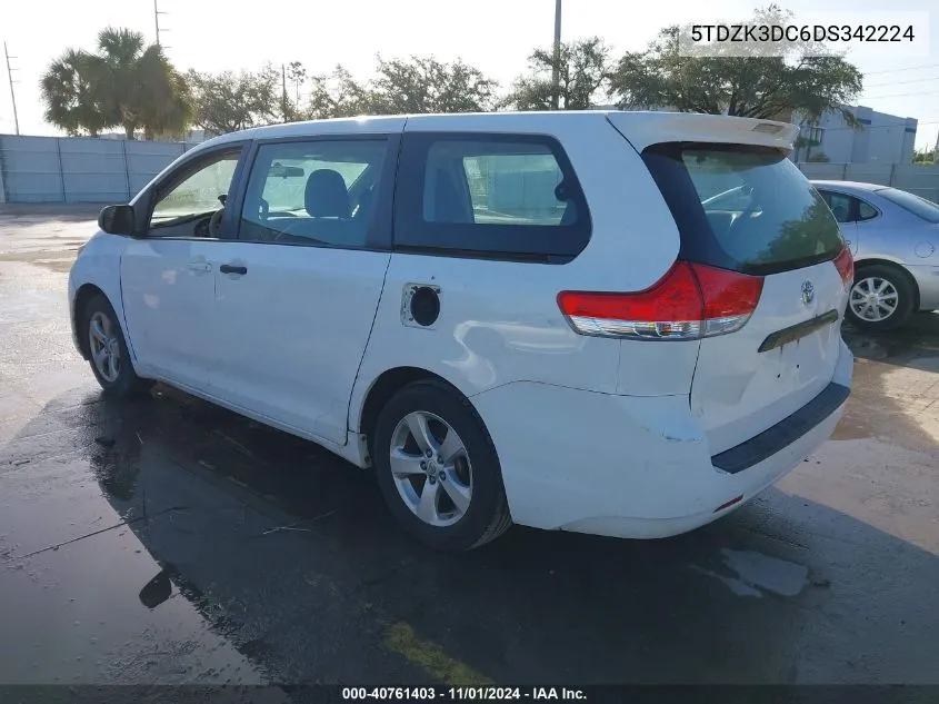 5TDZK3DC6DS342224 2013 Toyota Sienna L V6 7 Passenger