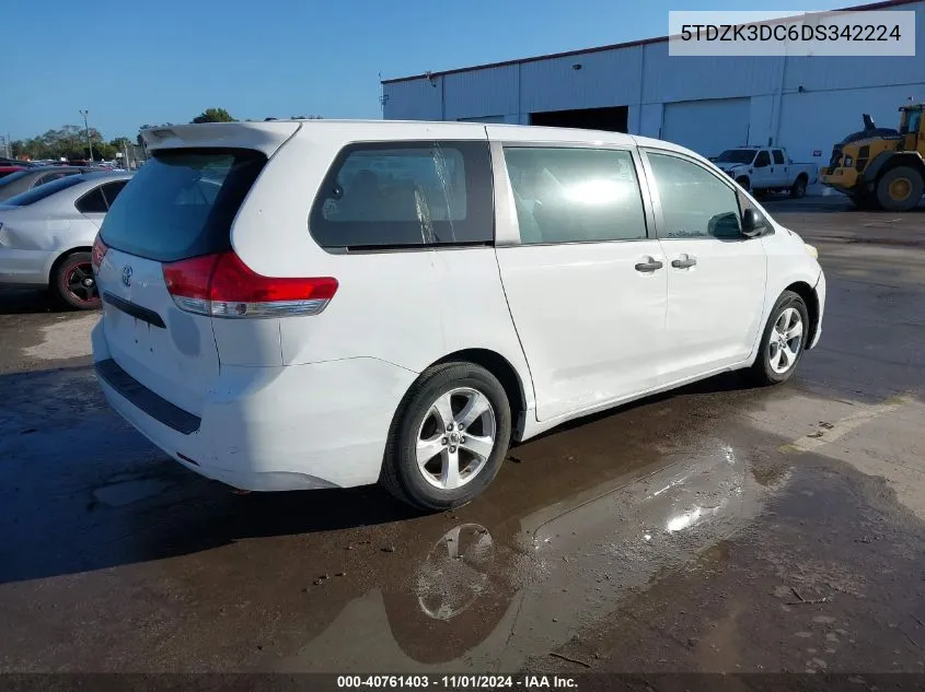 5TDZK3DC6DS342224 2013 Toyota Sienna L V6 7 Passenger