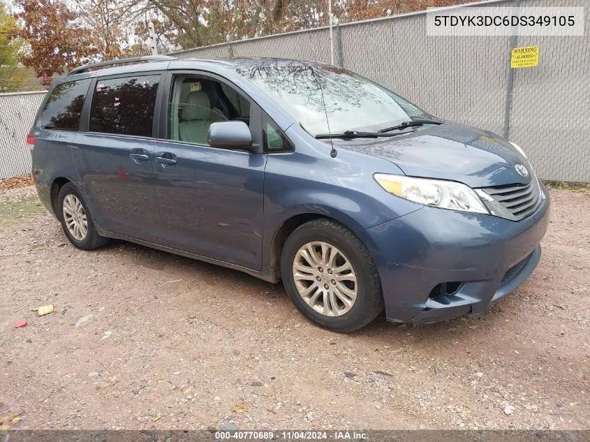 2013 Toyota Sienna Xle V6 8 Passenger VIN: 5TDYK3DC6DS349105 Lot: 40770689