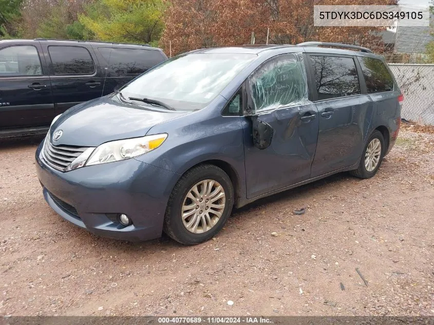 2013 Toyota Sienna Xle V6 8 Passenger VIN: 5TDYK3DC6DS349105 Lot: 40770689