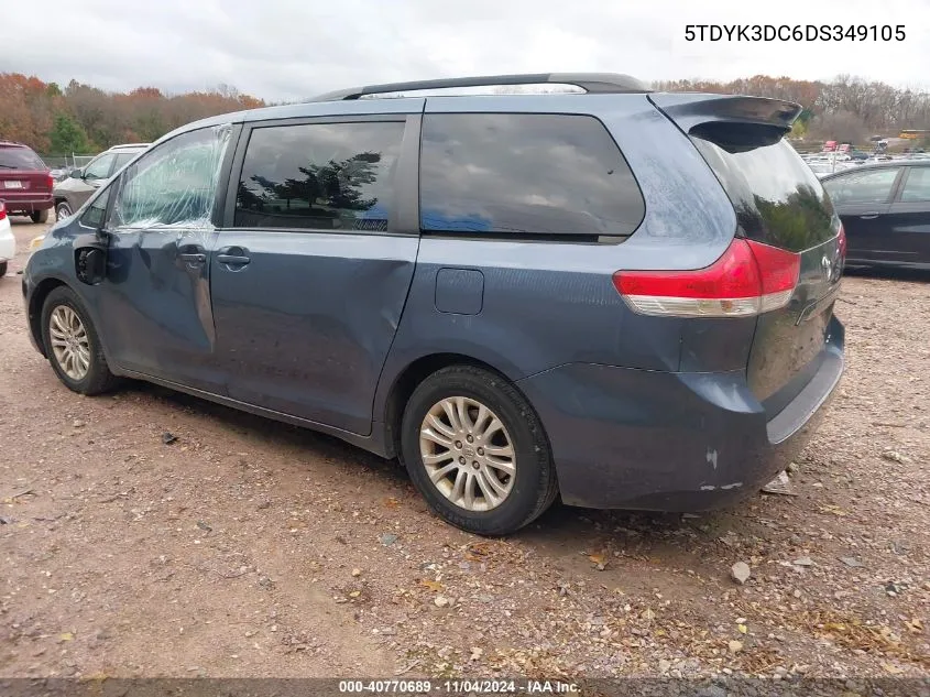 2013 Toyota Sienna Xle V6 8 Passenger VIN: 5TDYK3DC6DS349105 Lot: 40770689