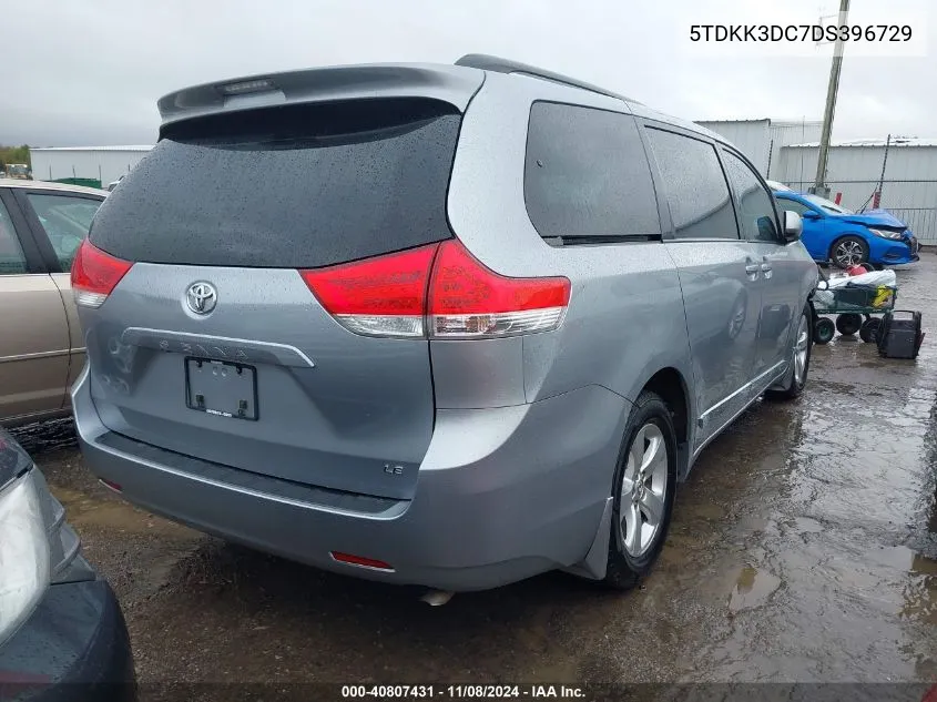 2013 Toyota Sienna Le V6 8 Passenger VIN: 5TDKK3DC7DS396729 Lot: 40807431