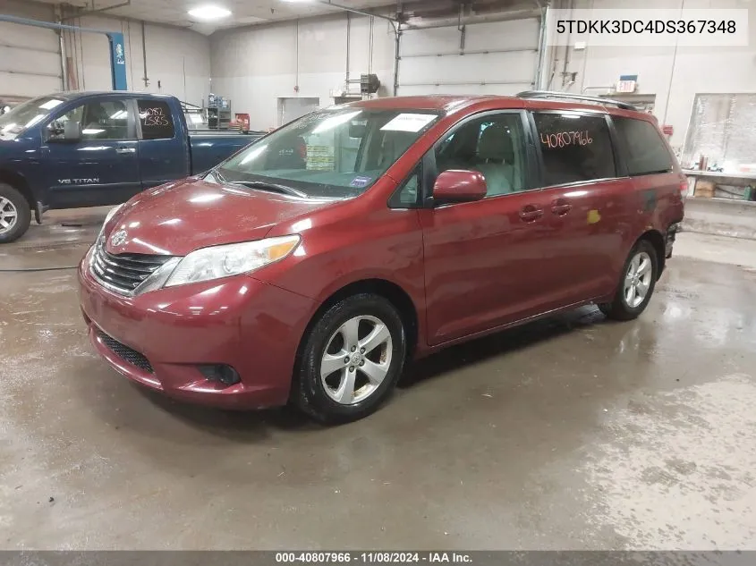 2013 Toyota Sienna Le V6 8 Passenger VIN: 5TDKK3DC4DS367348 Lot: 40807966