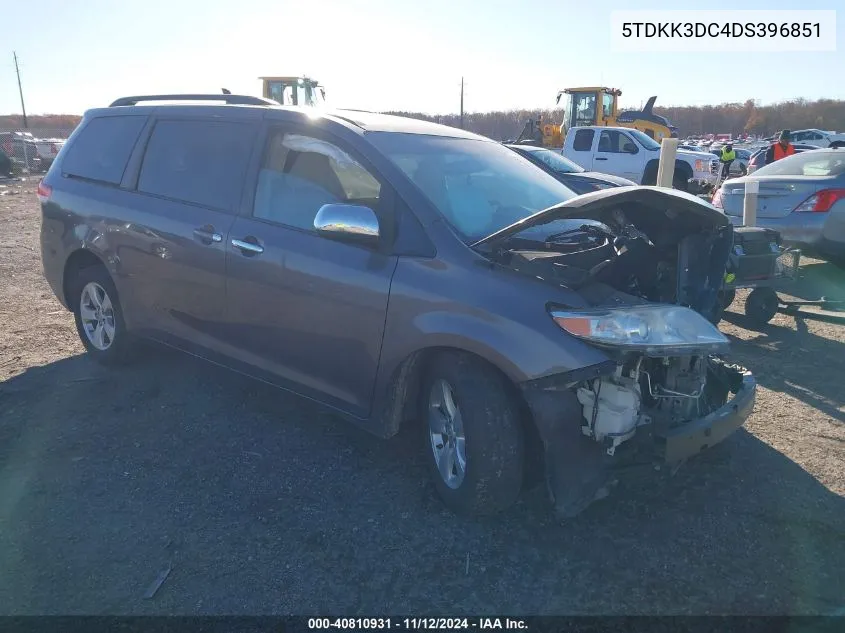 2013 Toyota Sienna Le V6 8 Passenger VIN: 5TDKK3DC4DS396851 Lot: 40810931