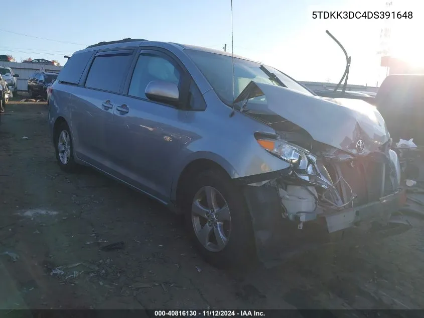 2013 Toyota Sienna Le V6 8 Passenger VIN: 5TDKK3DC4DS391648 Lot: 40816130