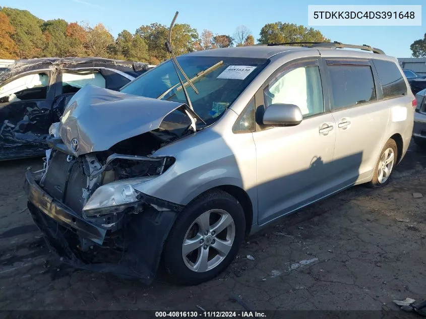 2013 Toyota Sienna Le V6 8 Passenger VIN: 5TDKK3DC4DS391648 Lot: 40816130