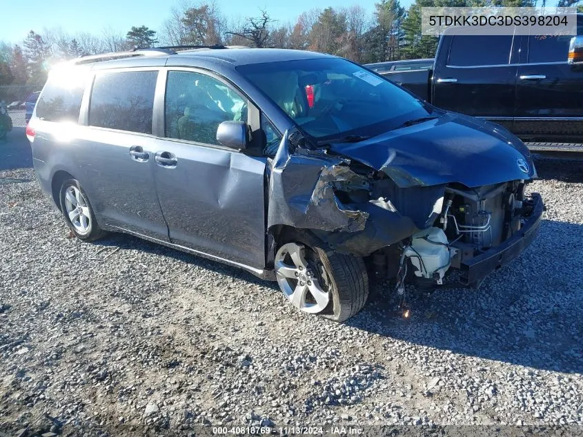 2013 Toyota Sienna Le V6 8 Passenger VIN: 5TDKK3DC3DS398204 Lot: 40818769