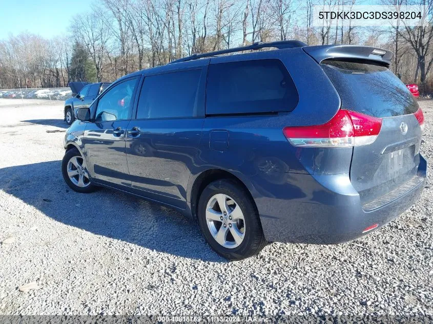 2013 Toyota Sienna Le V6 8 Passenger VIN: 5TDKK3DC3DS398204 Lot: 40818769