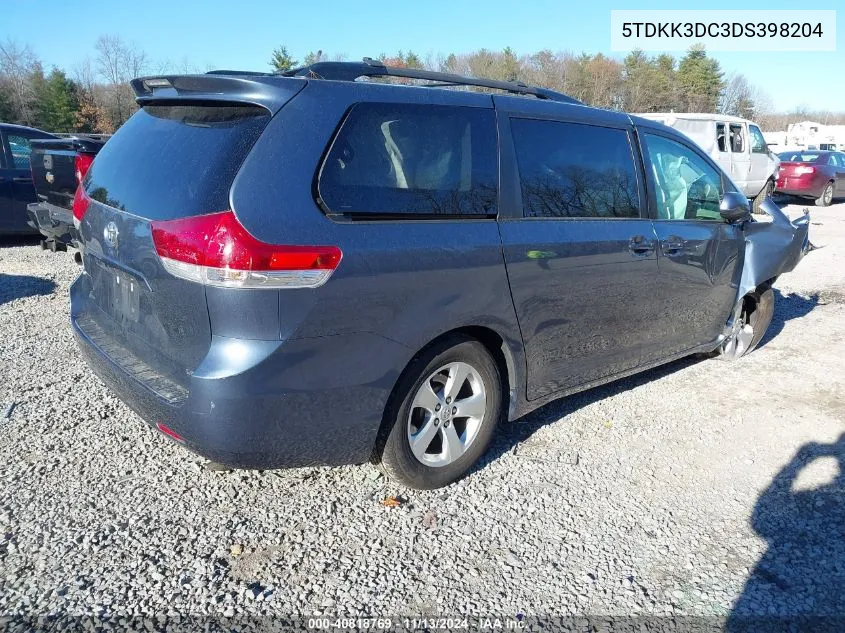 2013 Toyota Sienna Le V6 8 Passenger VIN: 5TDKK3DC3DS398204 Lot: 40818769