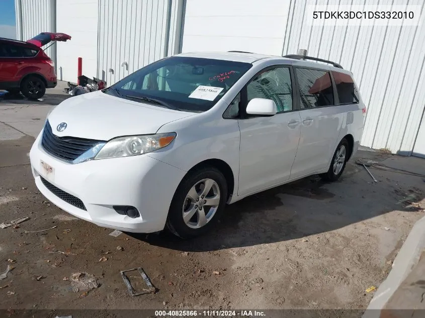 2013 Toyota Sienna Le V6 8 Passenger VIN: 5TDKK3DC1DS332010 Lot: 40825866