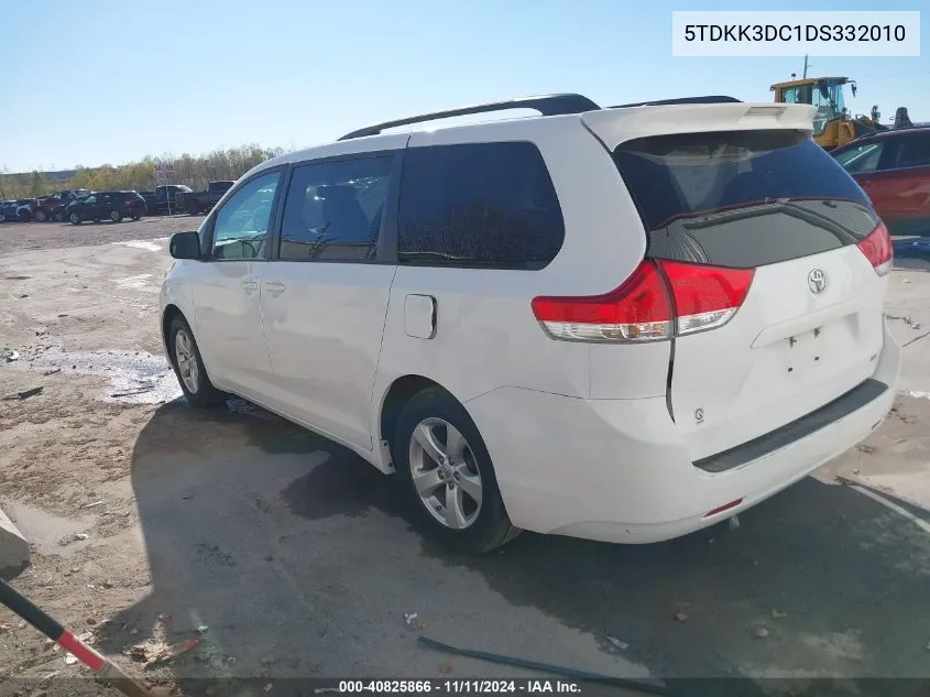 2013 Toyota Sienna Le V6 8 Passenger VIN: 5TDKK3DC1DS332010 Lot: 40825866