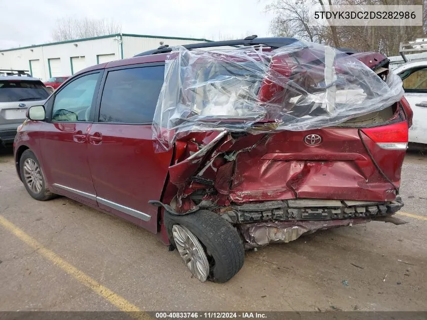 2013 Toyota Sienna Xle V6 8 Passenger VIN: 5TDYK3DC2DS282986 Lot: 40833746