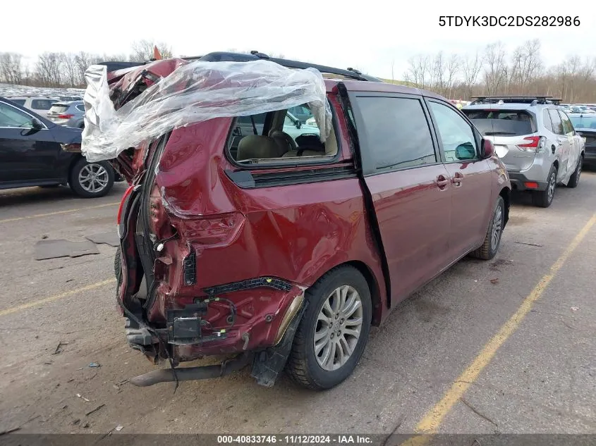 2013 Toyota Sienna Xle V6 8 Passenger VIN: 5TDYK3DC2DS282986 Lot: 40833746