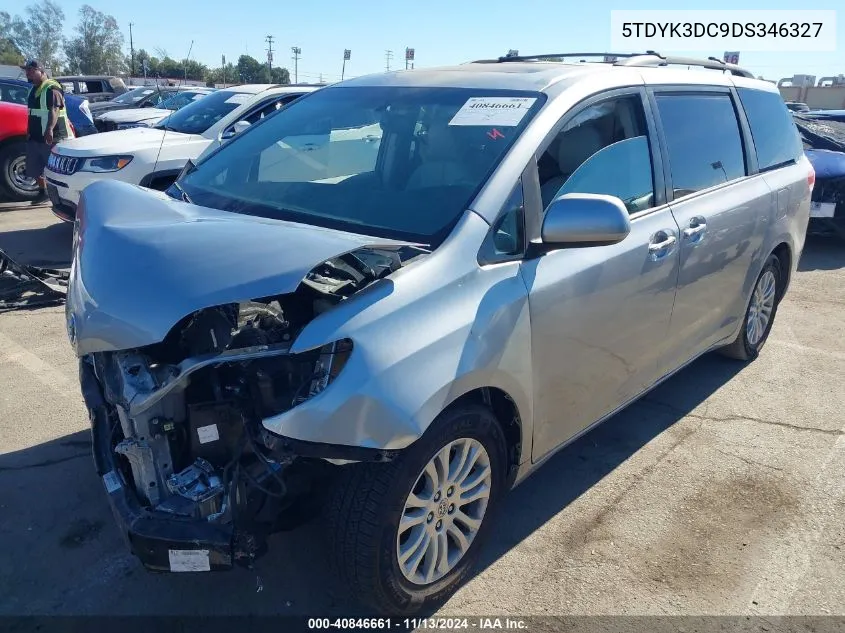 5TDYK3DC9DS346327 2013 Toyota Sienna Xle V6 8 Passenger