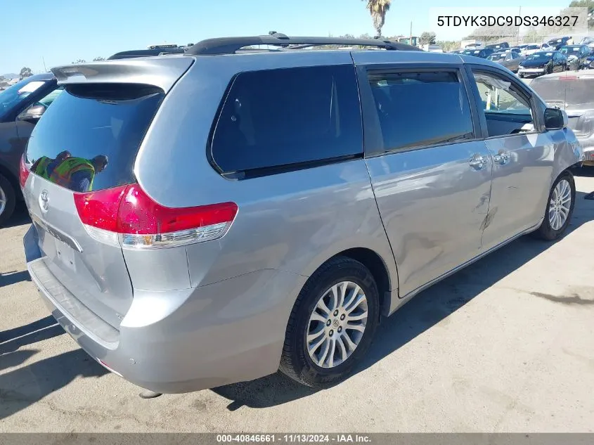 5TDYK3DC9DS346327 2013 Toyota Sienna Xle V6 8 Passenger