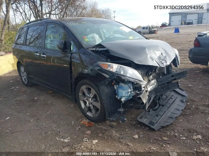 5TDXK3DC2DS294356 2013 Toyota Sienna Se 8 Passenger