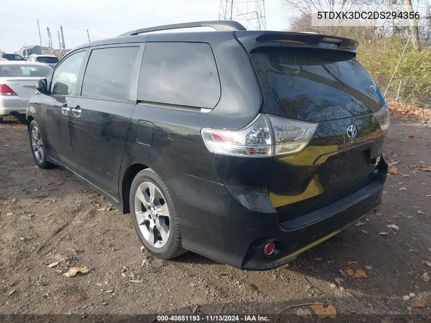 5TDXK3DC2DS294356 2013 Toyota Sienna Se 8 Passenger