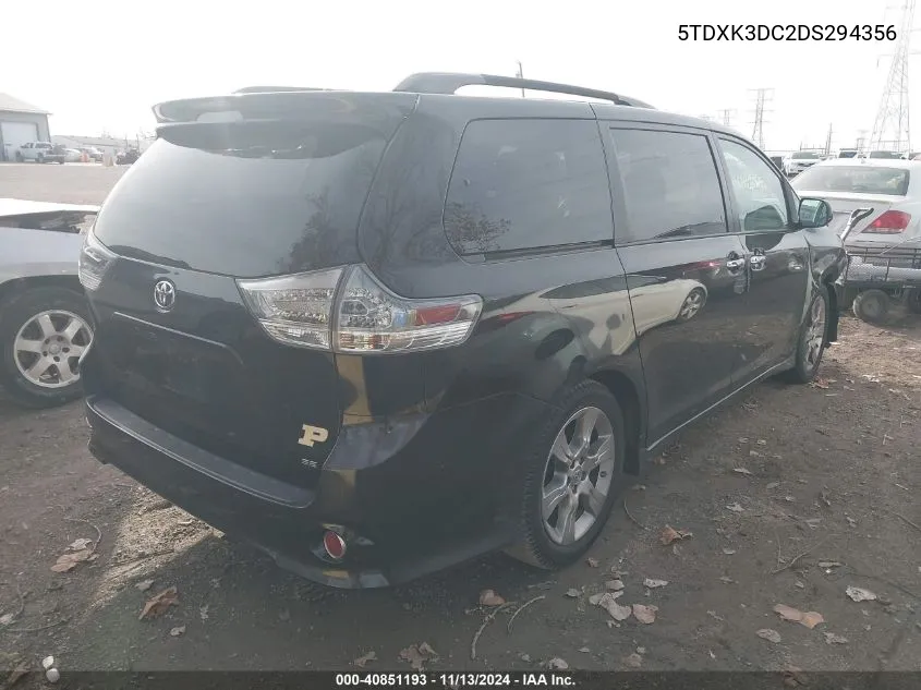 5TDXK3DC2DS294356 2013 Toyota Sienna Se 8 Passenger