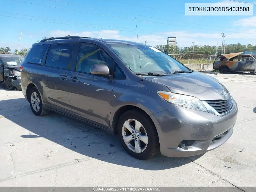 2013 Toyota Sienna Le V6 8 Passenger VIN: 5TDKK3DC6DS403508 Lot: 40868226