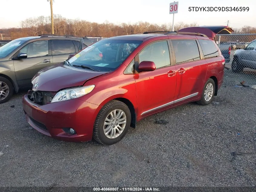 2013 Toyota Sienna Xle V6 8 Passenger VIN: 5TDYK3DC9DS346599 Lot: 40868807