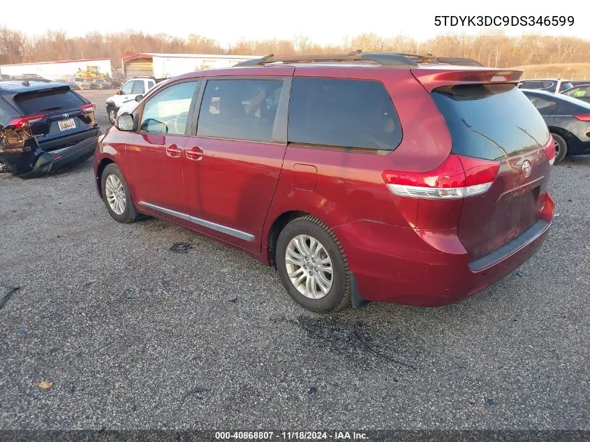 2013 Toyota Sienna Xle V6 8 Passenger VIN: 5TDYK3DC9DS346599 Lot: 40868807