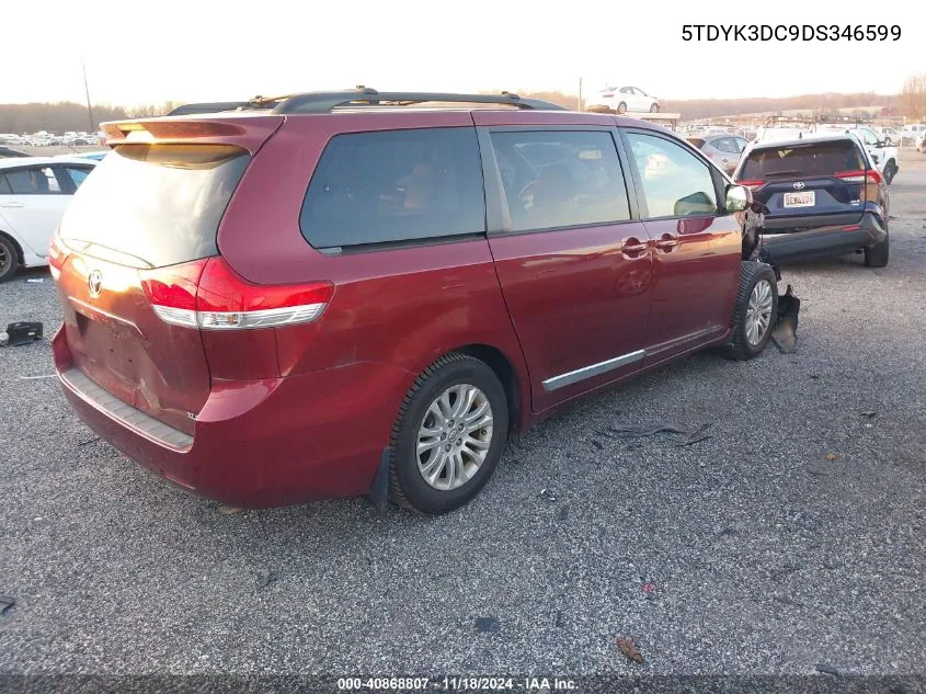 2013 Toyota Sienna Xle V6 8 Passenger VIN: 5TDYK3DC9DS346599 Lot: 40868807