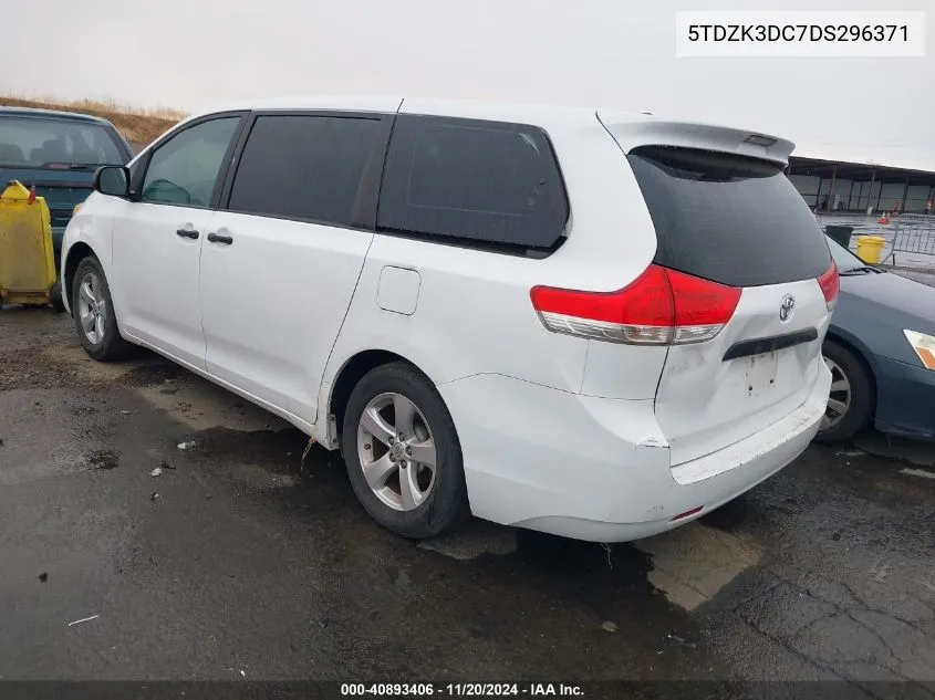 2013 Toyota Sienna L V6 7 Passenger VIN: 5TDZK3DC7DS296371 Lot: 40893406