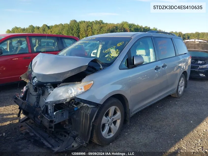 2014 Toyota Sienna 7 Passenger VIN: 5TDZK3DC4ES410635 Lot: 12088995