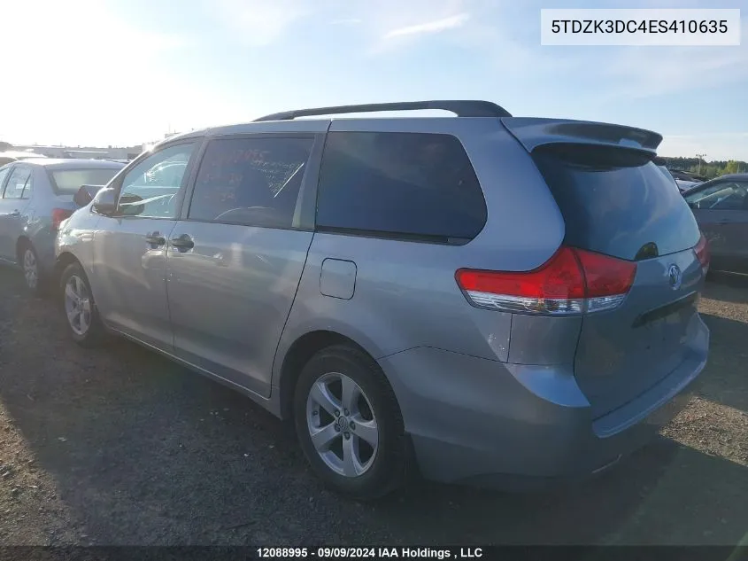 2014 Toyota Sienna 7 Passenger VIN: 5TDZK3DC4ES410635 Lot: 12088995