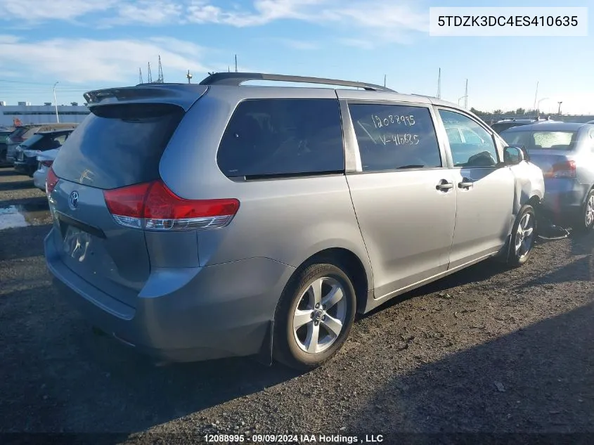 2014 Toyota Sienna 7 Passenger VIN: 5TDZK3DC4ES410635 Lot: 12088995