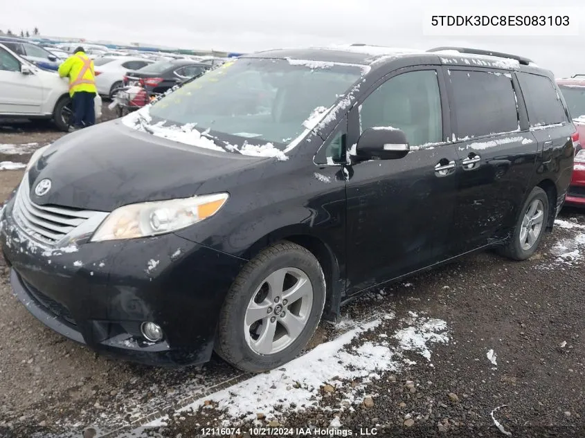 2014 Toyota Sienna Xle 7 Passenger VIN: 5TDDK3DC8ES083103 Lot: 12116074