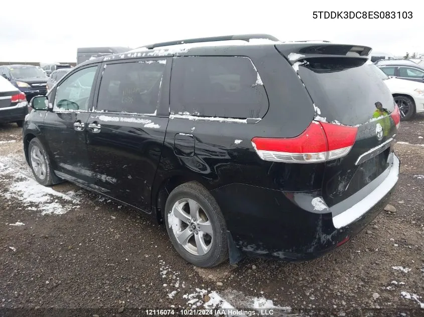 2014 Toyota Sienna Xle 7 Passenger VIN: 5TDDK3DC8ES083103 Lot: 12116074