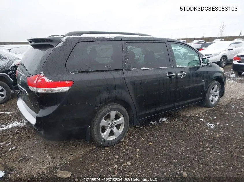 5TDDK3DC8ES083103 2014 Toyota Sienna Xle 7 Passenger