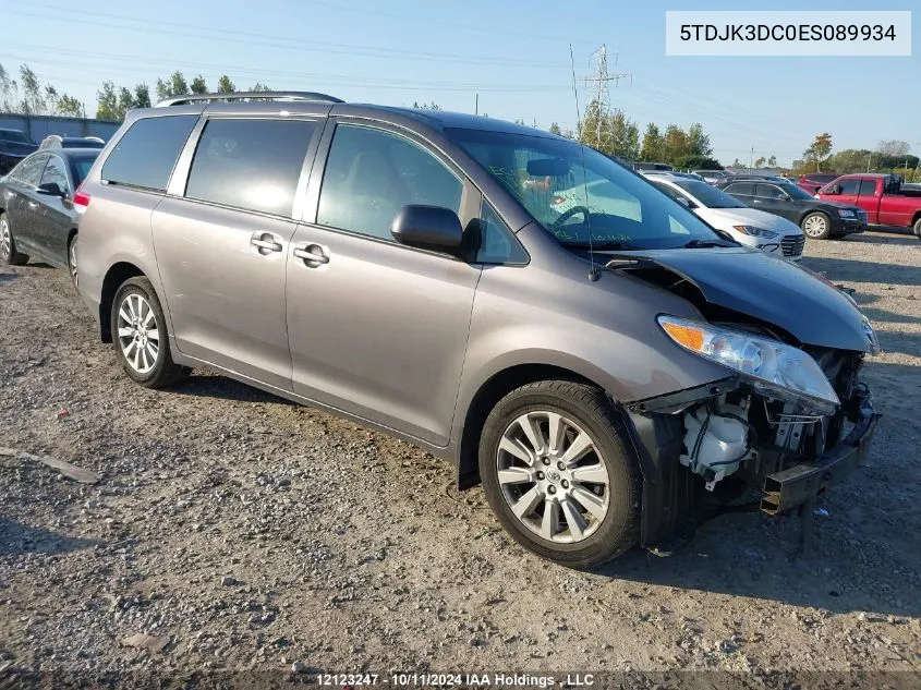 2014 Toyota Sienna Le 7 Passenger VIN: 5TDJK3DC0ES089934 Lot: 12123247