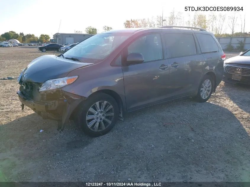 2014 Toyota Sienna Le 7 Passenger VIN: 5TDJK3DC0ES089934 Lot: 12123247