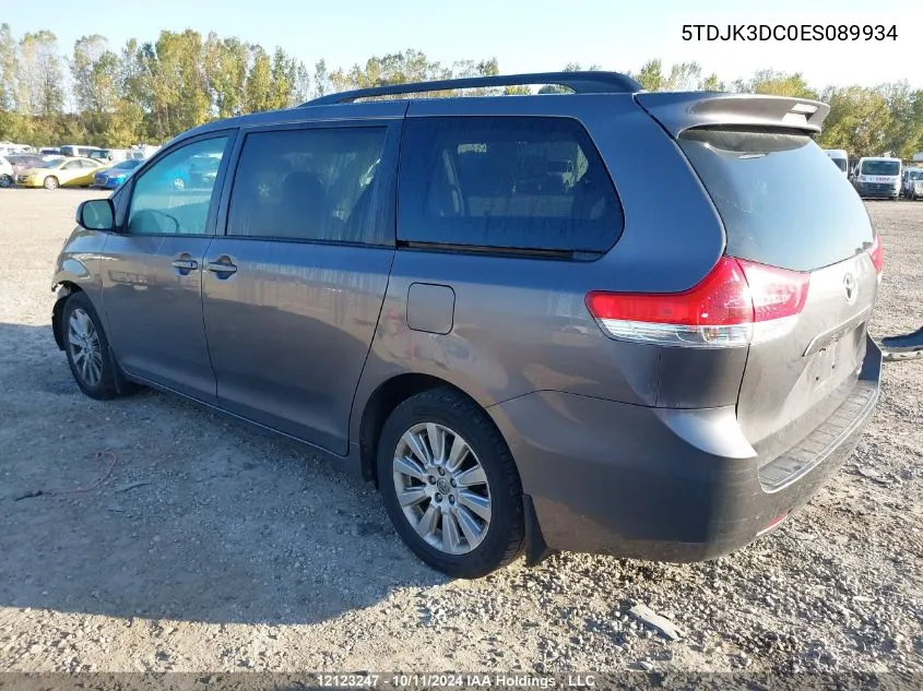 2014 Toyota Sienna Le 7 Passenger VIN: 5TDJK3DC0ES089934 Lot: 12123247